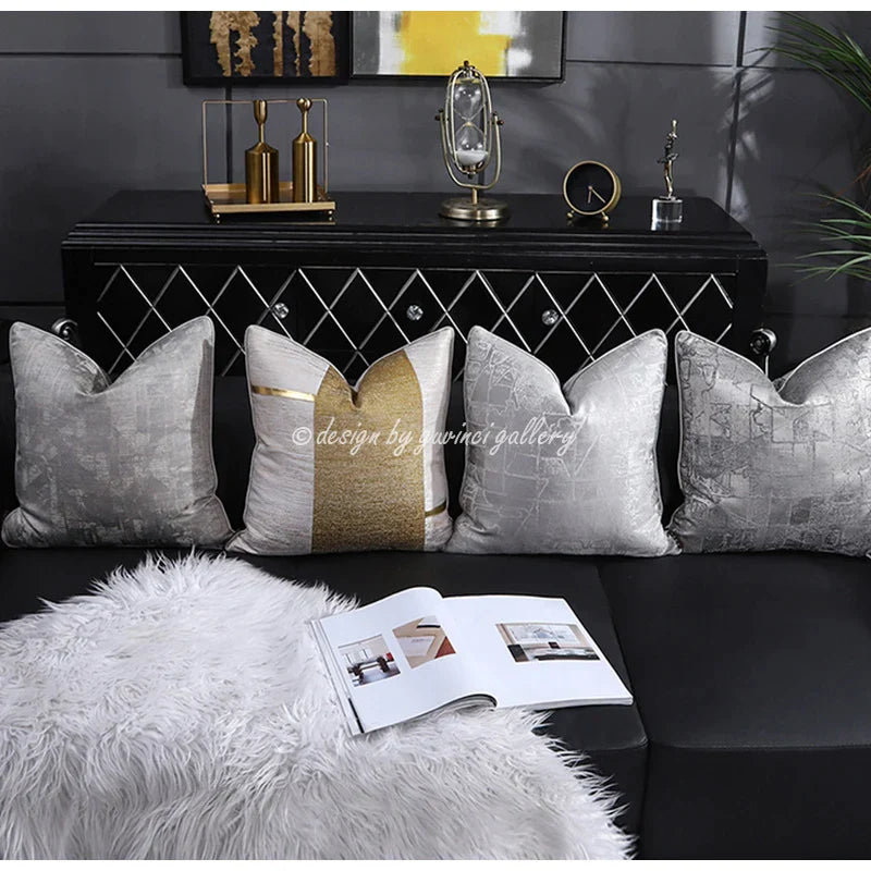 Fundas de almohada lumbar DecorBites™ de satén dorado esmerilado - Fundas de cojín de sofá de lujo