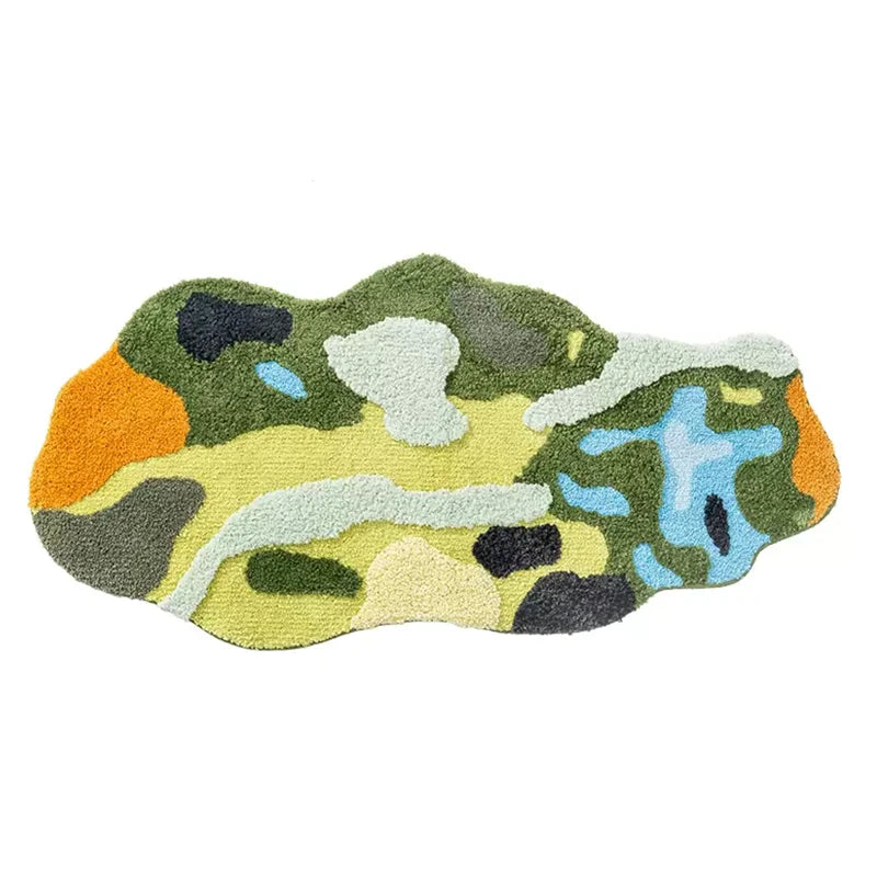 Alfombra DecorBites™ Luxe 3D de musgo tejida a mano - Alfombra irregular para habitación infantil