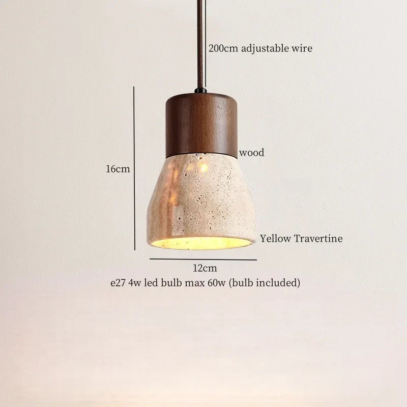 DecorBites™ LED Hanging Lamps Yellow Travertine Pendant Lighting for Bedroom Living Dining Room
