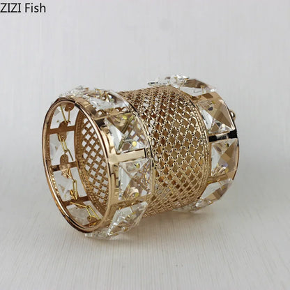 Tarro de cristal hueco chapado en oro DecorBites™: Elegante soporte para brochas de maquillaje y bolígrafos