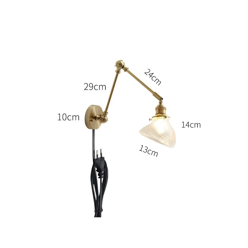 DecorBites™ Glass Shade LED Wall Light with Pull Chain Switch - Plug-In Bedroom Lamp