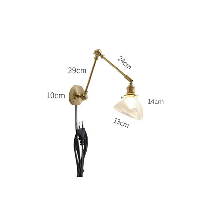 DecorBites™ Glass Shade LED Wall Light with Pull Chain Switch - Plug-In Bedroom Lamp