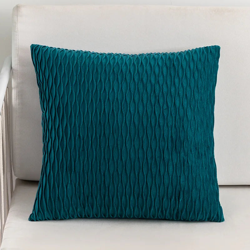 Decobites Velvet Striped Pleated Square Pillowcase