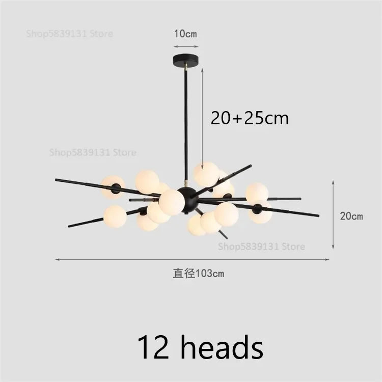 DecorBites™ LED Glass Ball Pendant Light: Modern Nordic Chandelier for Living Room, Dining Room, and Cafe