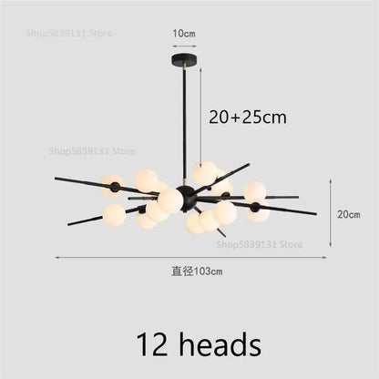 DecorBites™ LED Glass Ball Pendant Light: Modern Nordic Chandelier for Living Room, Dining Room, and Cafe