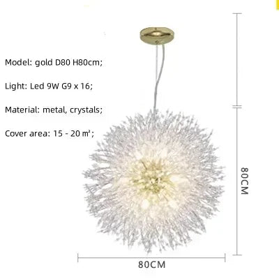 DecorBites™ Dandelion Gold/Chrome Chandelier with Crystals, G9 Pendant Lights for Elegant Lighting