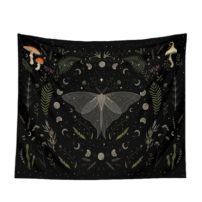 DecorBites™ Botanical Witchy Tapestry: Hanging Boho Room Decor with Mushrooms and Snakes