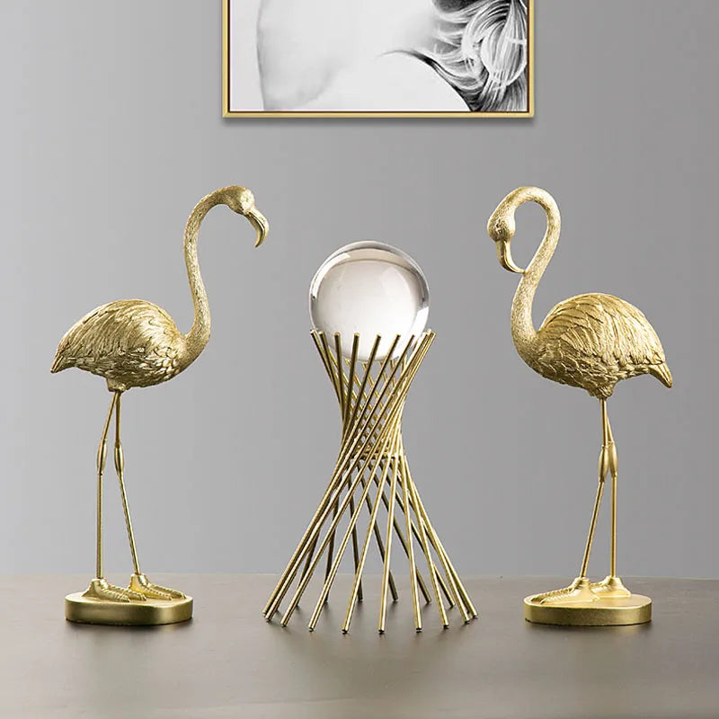 DecorBites™ Golden Flamingo Resin Figurines: Luxury Animal Decor for Home & Office