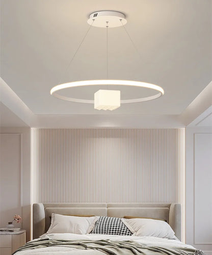 DecorBites™ LED Chandelier: Modern White Hanging Light for Living Room Kitchen, Indoor Decor Lamps