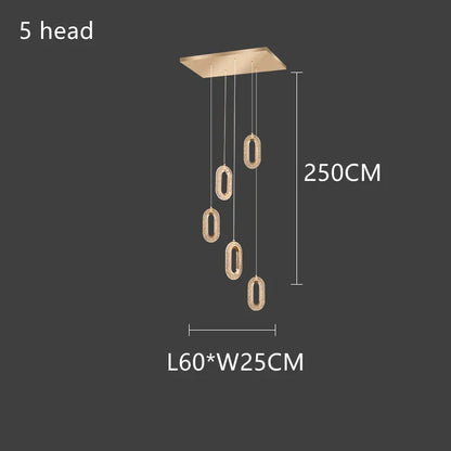DecorBites™ Gold Acrylic Chandelier LED Pendant Light Modern Staircase Bedroom Living Room Decor