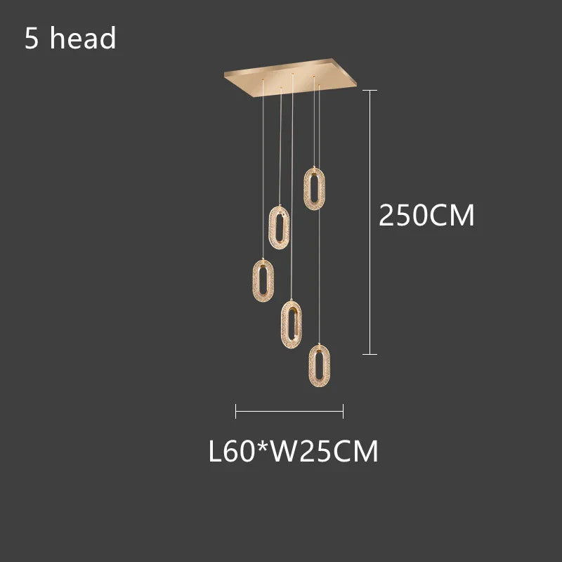 Decorbites™ Lámpara colgante LED de araña de acrílico dorado para decoración moderna de escaleras, dormitorios y salas de estar