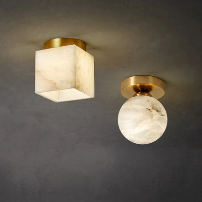 DecorBites™ Golden Brass LED Marble Ball Ceiling Lamp for Restroom, Bedroom, Balcony, Aisle