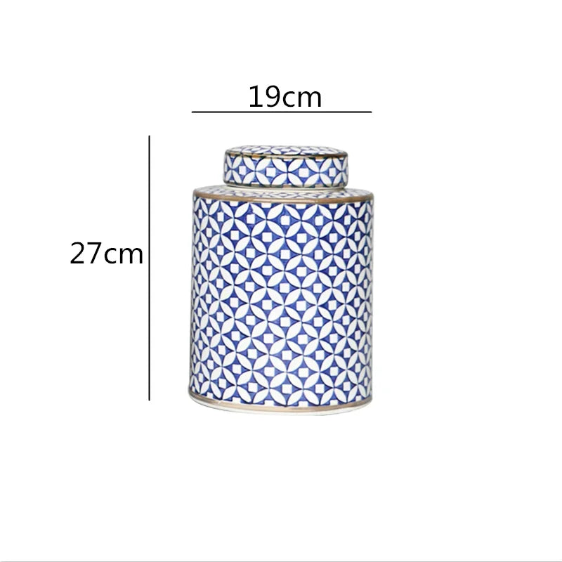 DecorBites™ Chinese Retro Ceramics Golden Vase with Cover for Home Décor and Organization