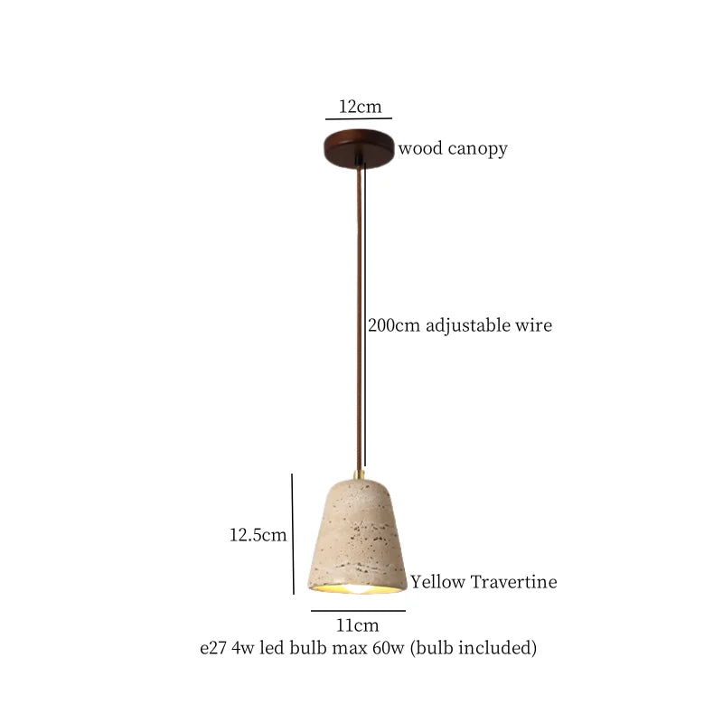 DecorBites™ Japanese LED Hanging Lamp Yellow Travertine Pendant Lighting for Bedroom and Dining Room