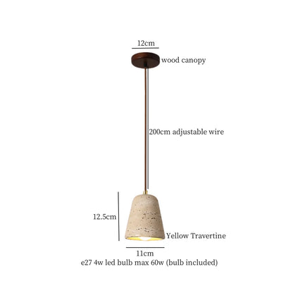 DecorBites™ Japanese LED Hanging Lamp Yellow Travertine Pendant Lighting for Bedroom and Dining Room