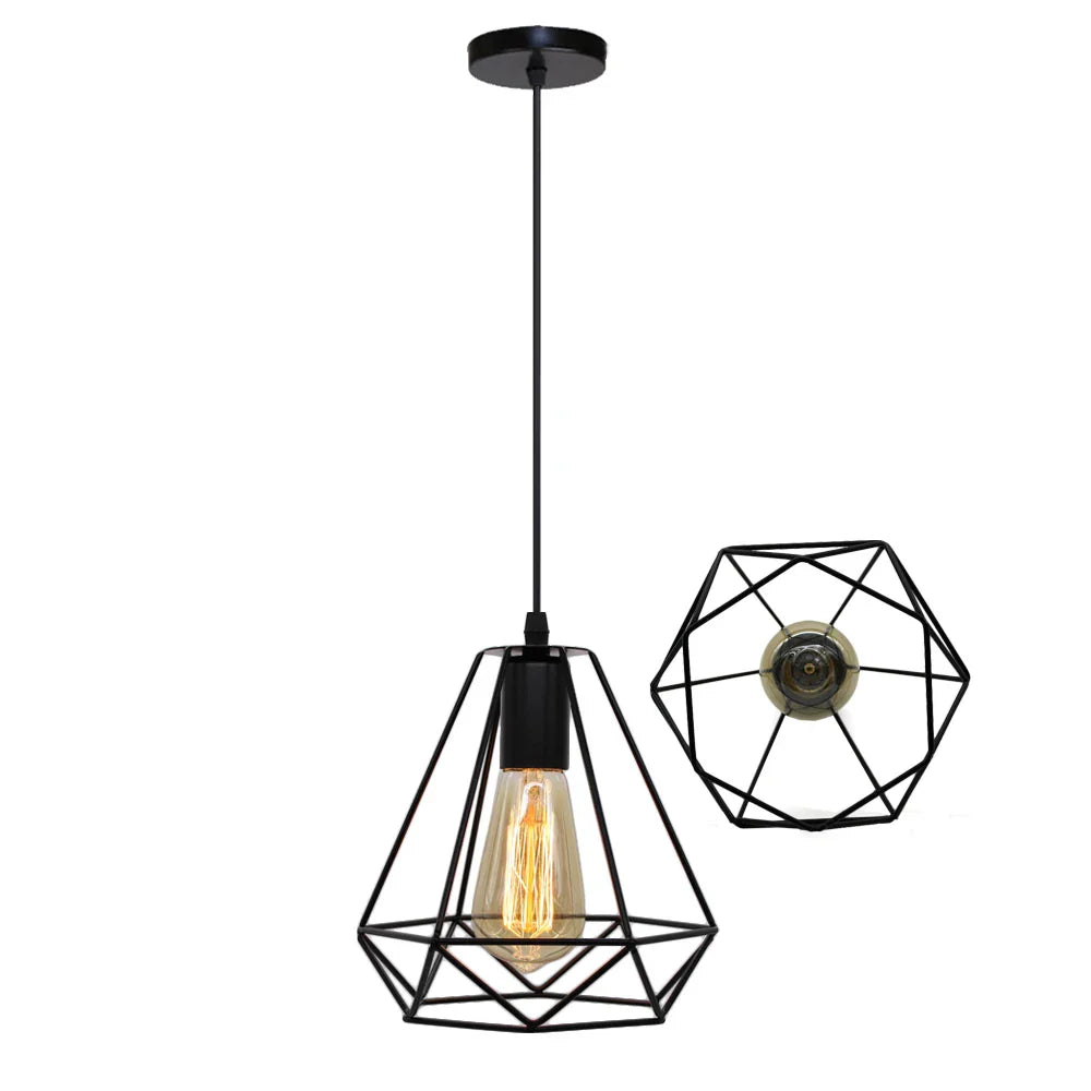 DecorBites™ Industrial Metal Cage Pendant Lamp for Home Lighting