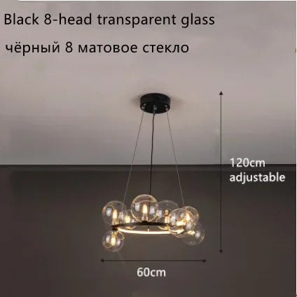 Lámpara de araña LED con bola de cristal DecorBites™: Estilo nórdico moderno para salón, comedor, cocina y estudio