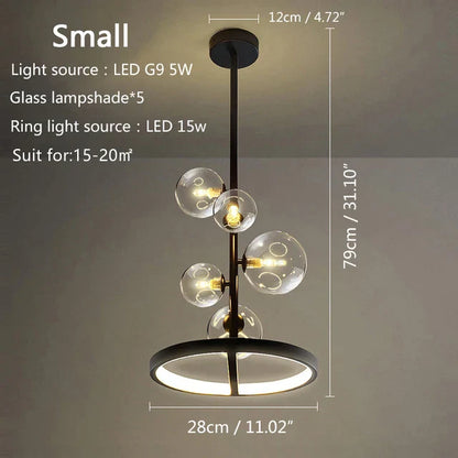 DecorBites™ Glass Bubble LED Pendant Chandelier for Modern Living Room Decor