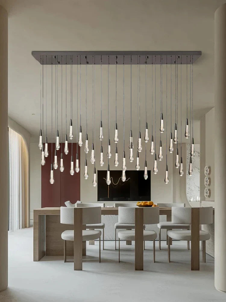 DecorBites™ Crystal Water-drop Ceiling Chandelier, Elegant Dining Room Décor.