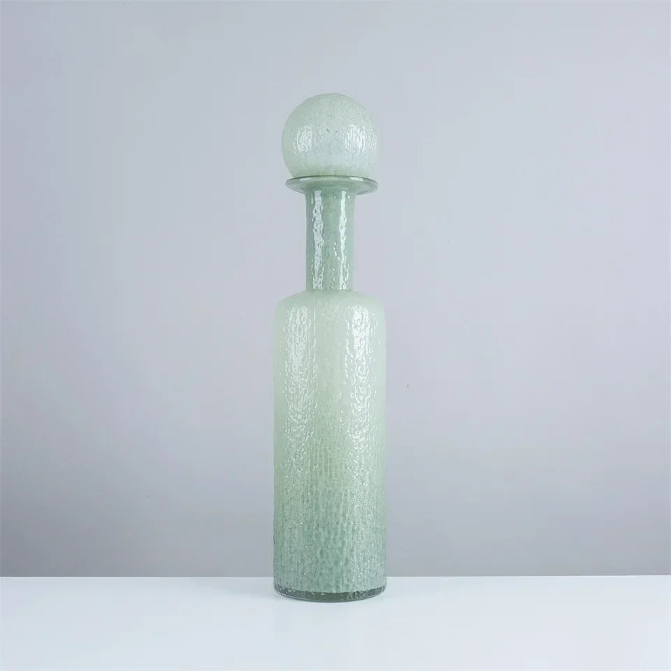DecorBites™ Grey Round Glass Vase Hammer Lid Terrarium Home Decoration
