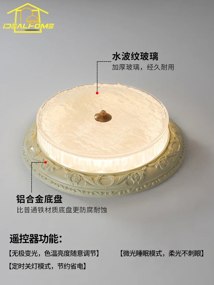 Lámpara de techo DecorBites™ Cream Wind LED de hierro y cristal - Diseño retro, estilo Bauhaus