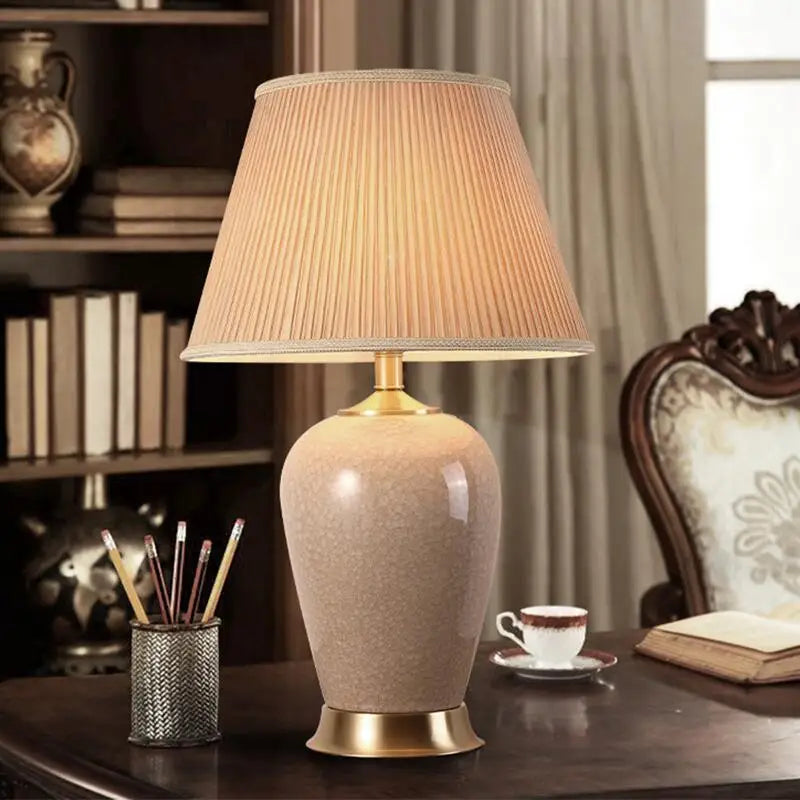 DecorBites™ Ice Crack Ceramic Table Lamp for Bedroom and Study