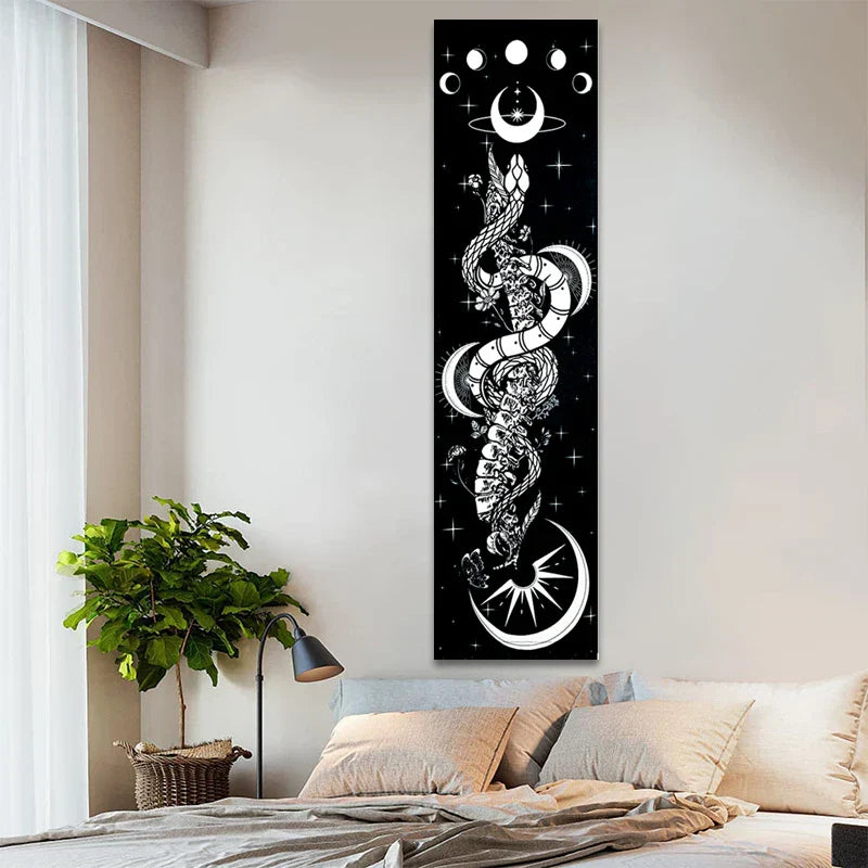 Decobites Moon Phase & Flower Vines Tapestry Set for Room Decor