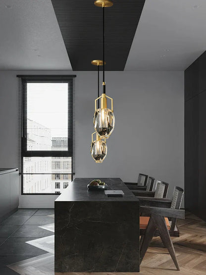 Lámpara colgante de cristal DecorBites™ Crystal Copper, decoración dorada para el hogar.