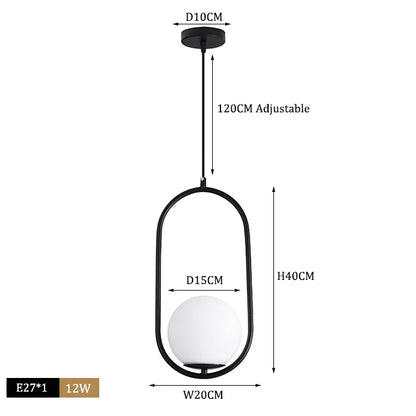 DecorBites™ Glass Ball Pendant Lights LED Kitchen Living Room Suspension Luminaire
