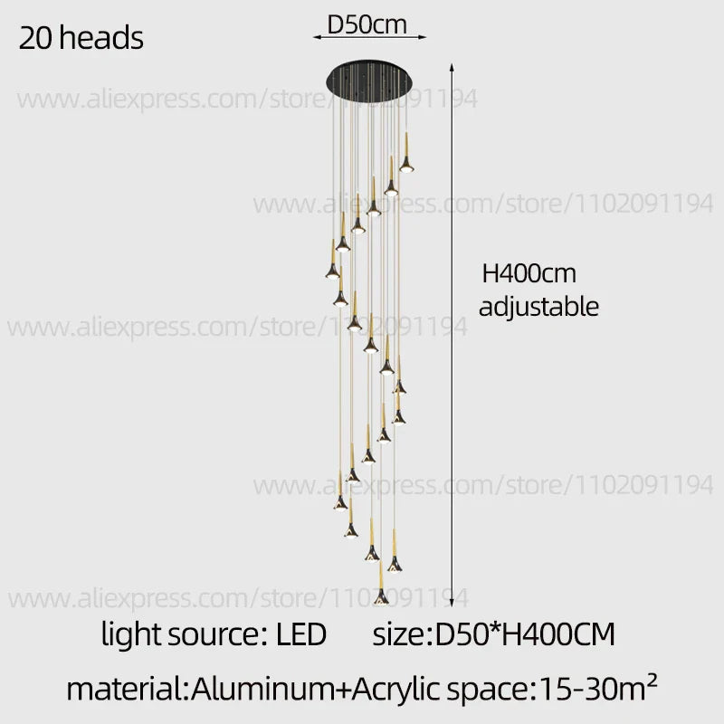 Lámpara de araña contemporánea DecorBites™ con diseño de cuerno: Iluminación colgante de techo para restaurantes y salas de estar