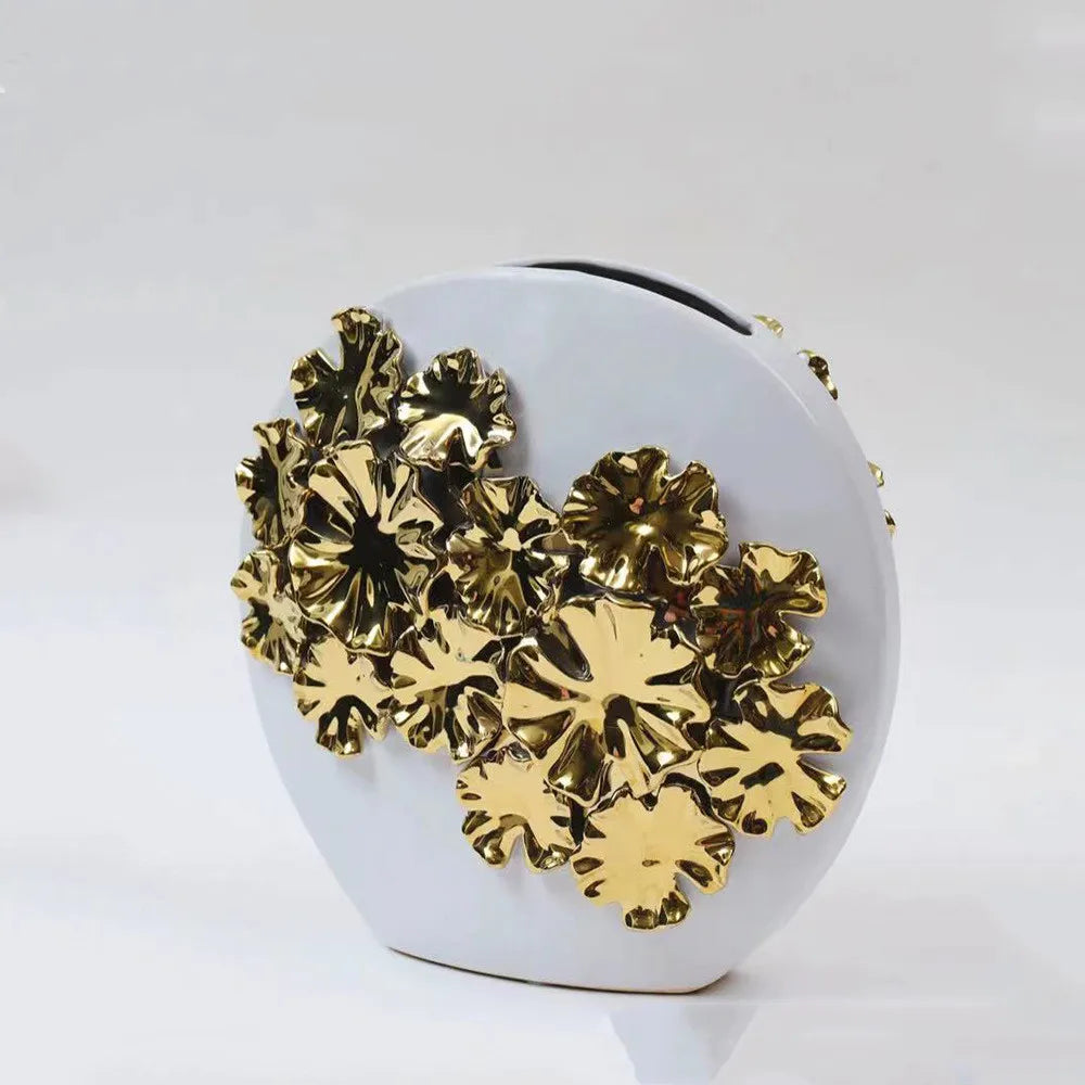 Gold Embossed Ceramic Vase