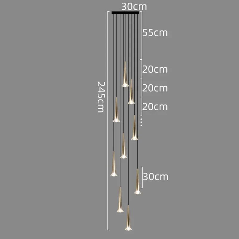 DecorBites™ Crystal LED Chandelier: Luxury Pendant Light, Staircase Suspension Luminaire, Indoor Hanging Lamps