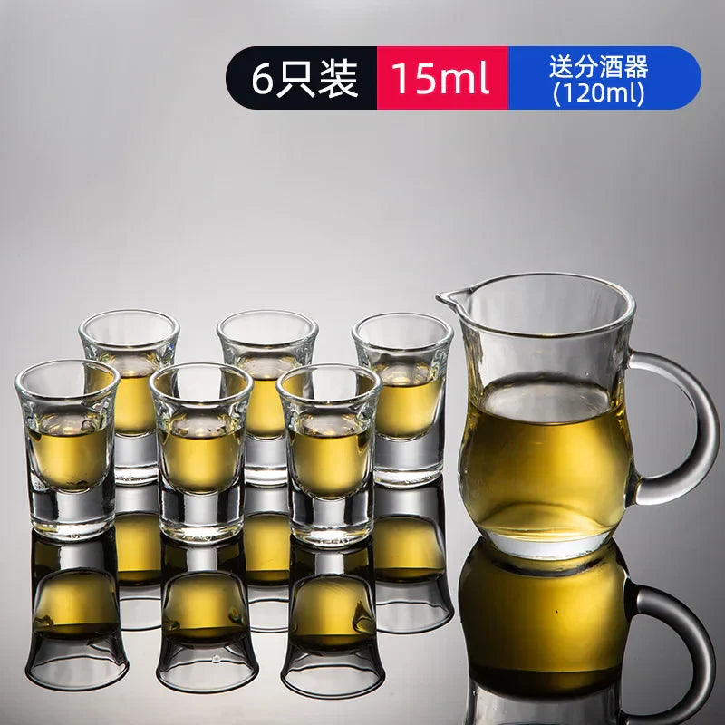 DecorBites™ Glass Spirit Set - Graduated Line Brandy Cups, Transparent Liquor Drinking Glasses