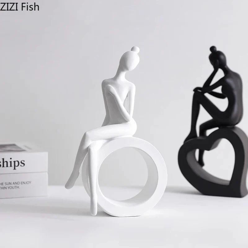 Escultura de figuras abstractas, minimalismo moderno, decoración de habitaciones, artesanías, estética DecorBites™