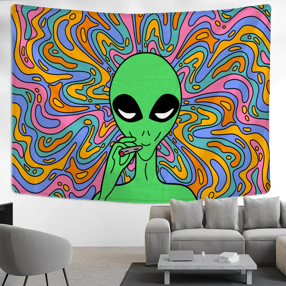 Decobites Psychedelic Alien Tapestry Wall Hanging Abstract Hippie Boho Dorm Home Decor