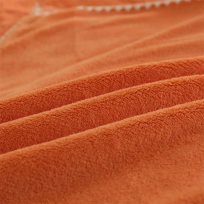 Decobites Orange Solid 3D Soft Print Flannel Coral Fleece Double-side Blanket