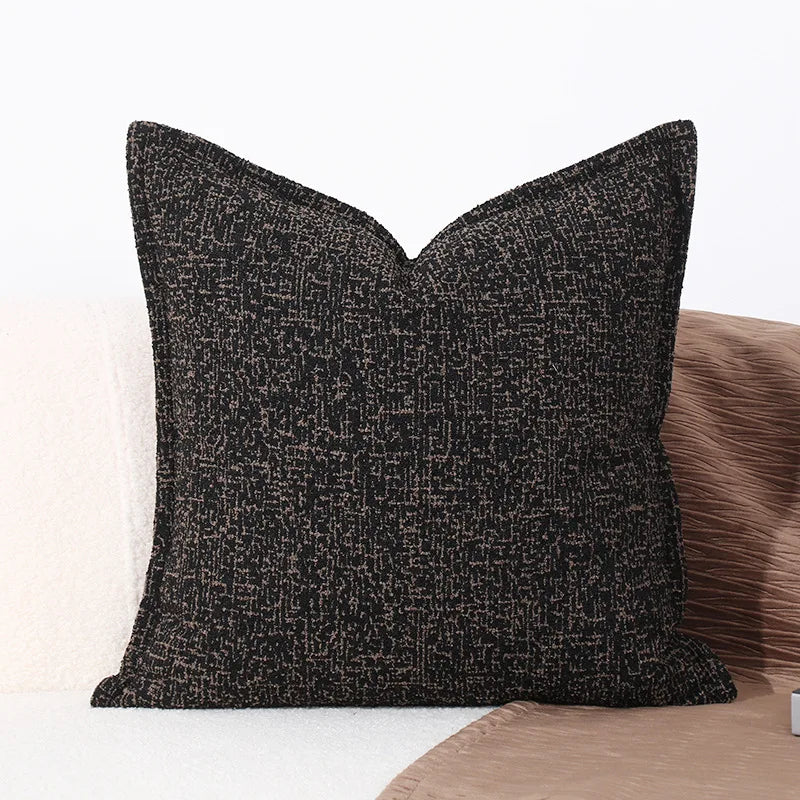 DecorBites™ Brighton Cross Stitch Faux Leather Cushion Cover 45x45cm Brown