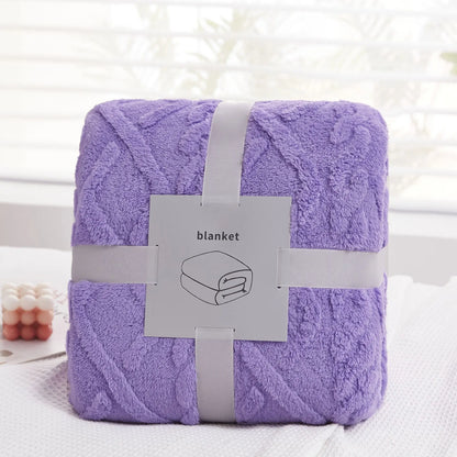 Manta de felpa jacquard acogedora DecorBites™: suave manta de invierno para el sofá, chal para la siesta en la oficina o de viaje.