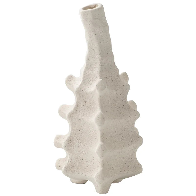 DecorBites™ Ceramic Vase with Irregular Geometry and Skeletal Lines for Home Decor