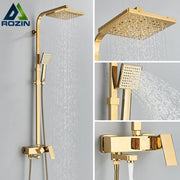 Decorbites™ Golden Shower Armaturensatz mit 8" Regensprühkopf, Wandmontierte Handbrause