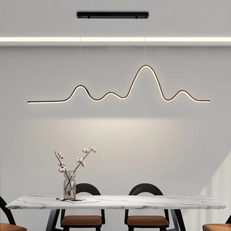 Lámpara de techo de aluminio LED Decorbites™ moderna de onda lineal para isla de cocina