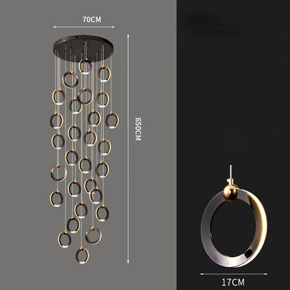 Lámpara de araña de cristal DecorBites™ para escalera, iluminación moderna para sala de estar, decoración de interiores para el hogar