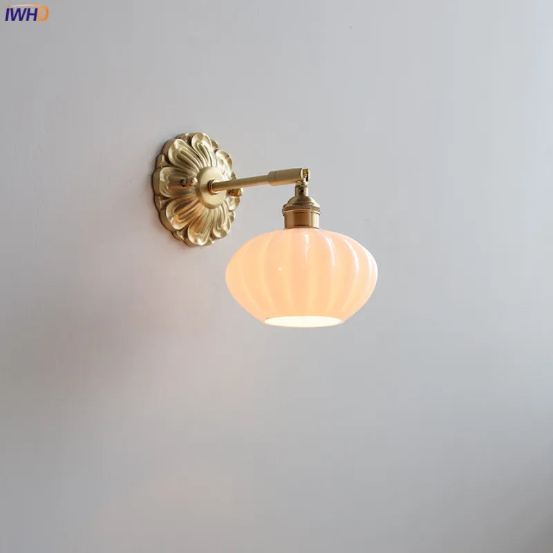 Decorbites™ Grüne Glas-LED-Wandleuchte mit Kupferbasis für Schlafzimmer und Wohnzimmer