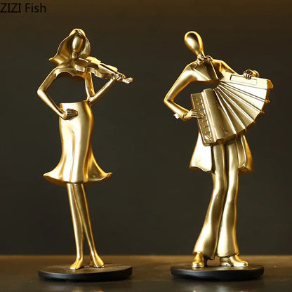 DecorBites™ Accordion Musician Resin Sculpture for Aesthetic Room Decor