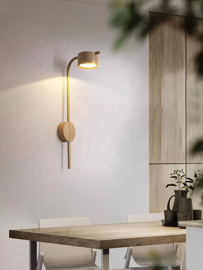 DecorBites™ Black Walnut Wood LED Wall Lamp: Luxury Nordic Bedroom Reading Light