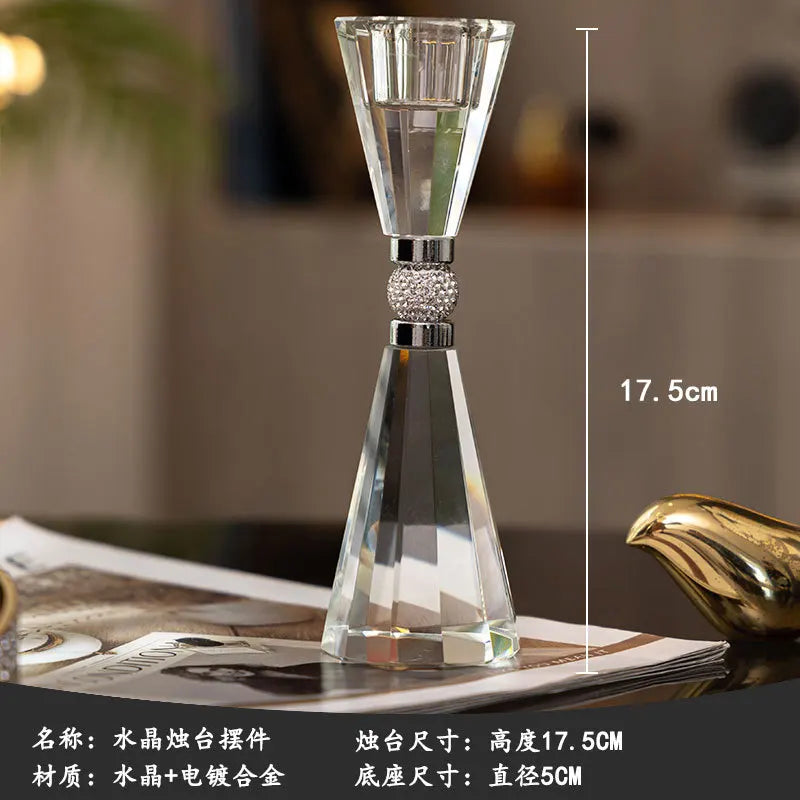 Juego de candelabros de cristal DecorBites™ para una decoración romántica de la mesa de la cena.