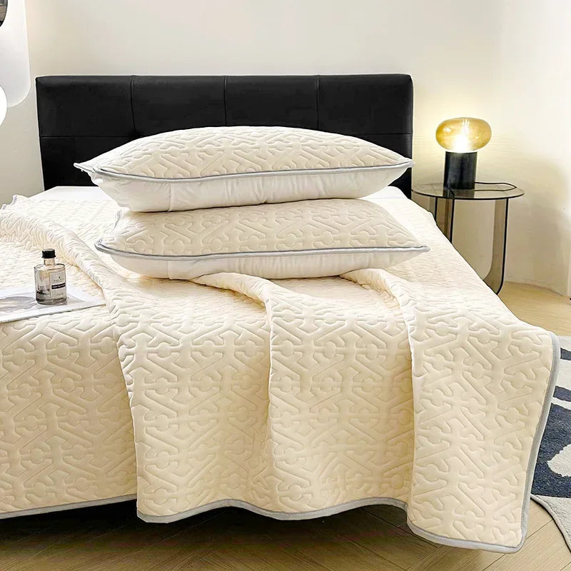 DecorBites™ Latex Cooling Mat Set: Washable, Soft, Breathable Bed Sheet - 3 Pieces