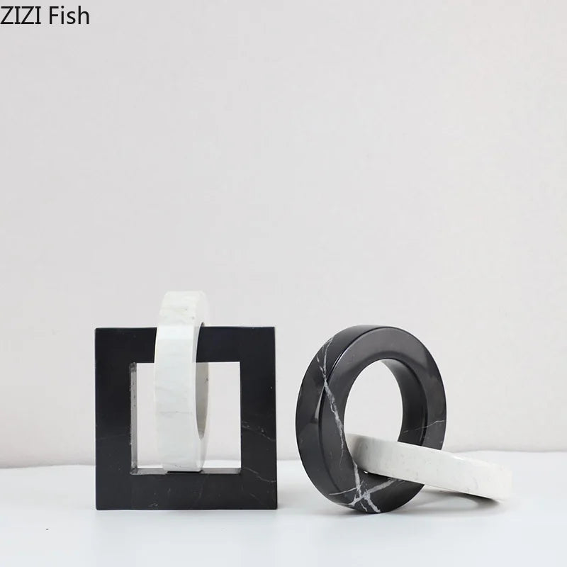 ديكور مكتب DecorBites™ - تمثال حلقي مربع تجريدي