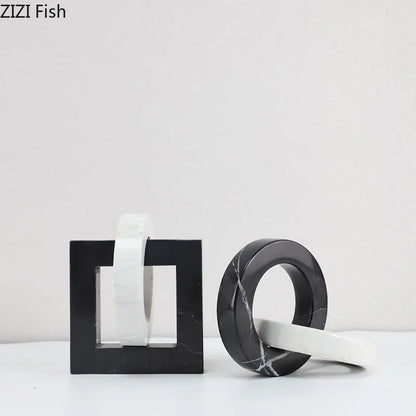 ديكور مكتب DecorBites™ - تمثال حلقي مربع تجريدي