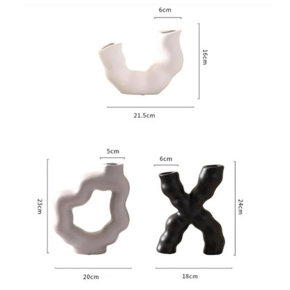 مزهرية زهور سيراميكية هندسية من DecorBites™ لديكور منزلي أنيق وتنسيق الزهور